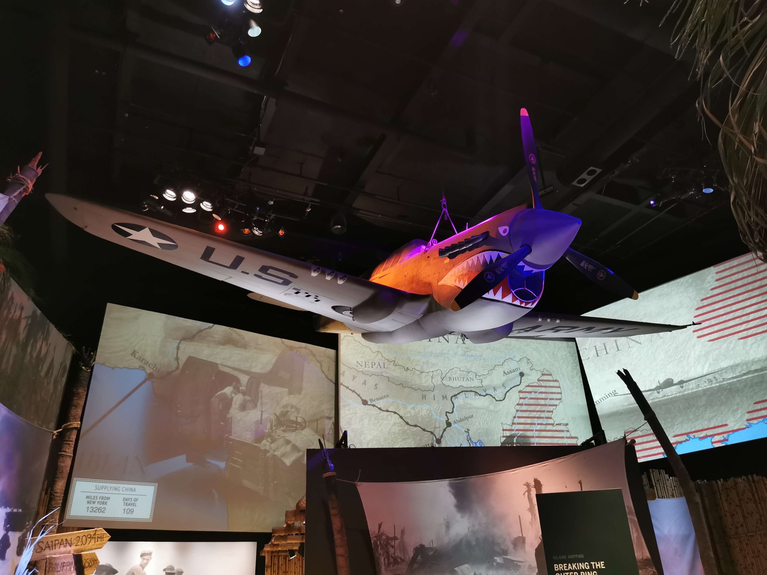 A modal World War 2 plan overhead display at a museum